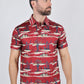 Mens Performance Fabric Modern Fit Stretch Cactus Print Polo