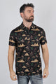 Mens Performance Fabric Modern Fit Stretch Cactus Print Polo