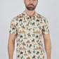 Mens Performance Fabric Modern Fit Stretch Cactus Print Polo