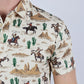 Mens Performance Fabric Modern Fit Stretch Cactus Print Polo