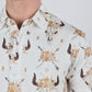 Mens Performance Fabric Modern Fit Stretch Cow Skull Print Polo