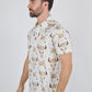 Mens Performance Fabric Modern Fit Stretch Cow Skull Print Polo