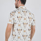 Mens Performance Fabric Modern Fit Stretch Cow Skull Print Polo