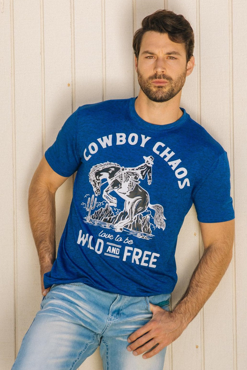 Blue Cowboy Performance Tee Men Platini Front 