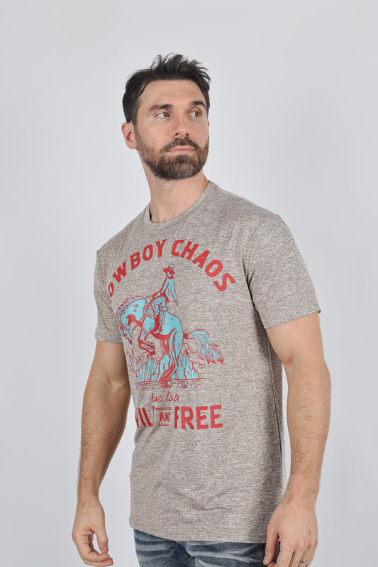 beige cowboy chaos graphic tee men platini close-up