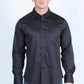 Mens Satin Cotton/Spandex Modern Fit Long Sleeve Shirt - Black