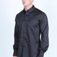 Mens Satin Cotton/Spandex Modern Fit Long Sleeve Shirt - Black