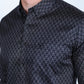 Mens Satin Cotton/Spandex Modern Fit Long Sleeve Shirt - Black