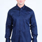 Mens Satin Cotton/Spandex Modern Fit Long Sleeve Shirt - Navy