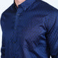 Mens Satin Cotton/Spandex Modern Fit Long Sleeve Shirt - Navy