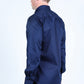Mens Satin Cotton/Spandex Modern Fit Long Sleeve Shirt - Navy