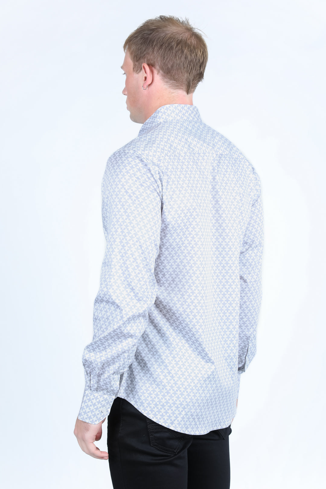 Mens Satin Cotton/Spandex Modern Fit Long Sleeve Beige Shirt
