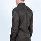 Mens Satin Cotton/Spandex Modern Fit Long Sleeve Shirt - Black