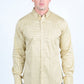Mens Satin Cotton/Spandex Modern Fit Long Sleeve Shirt - Beige
