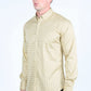 Mens Satin Cotton/Spandex Modern Fit Long Sleeve Shirt - Beige