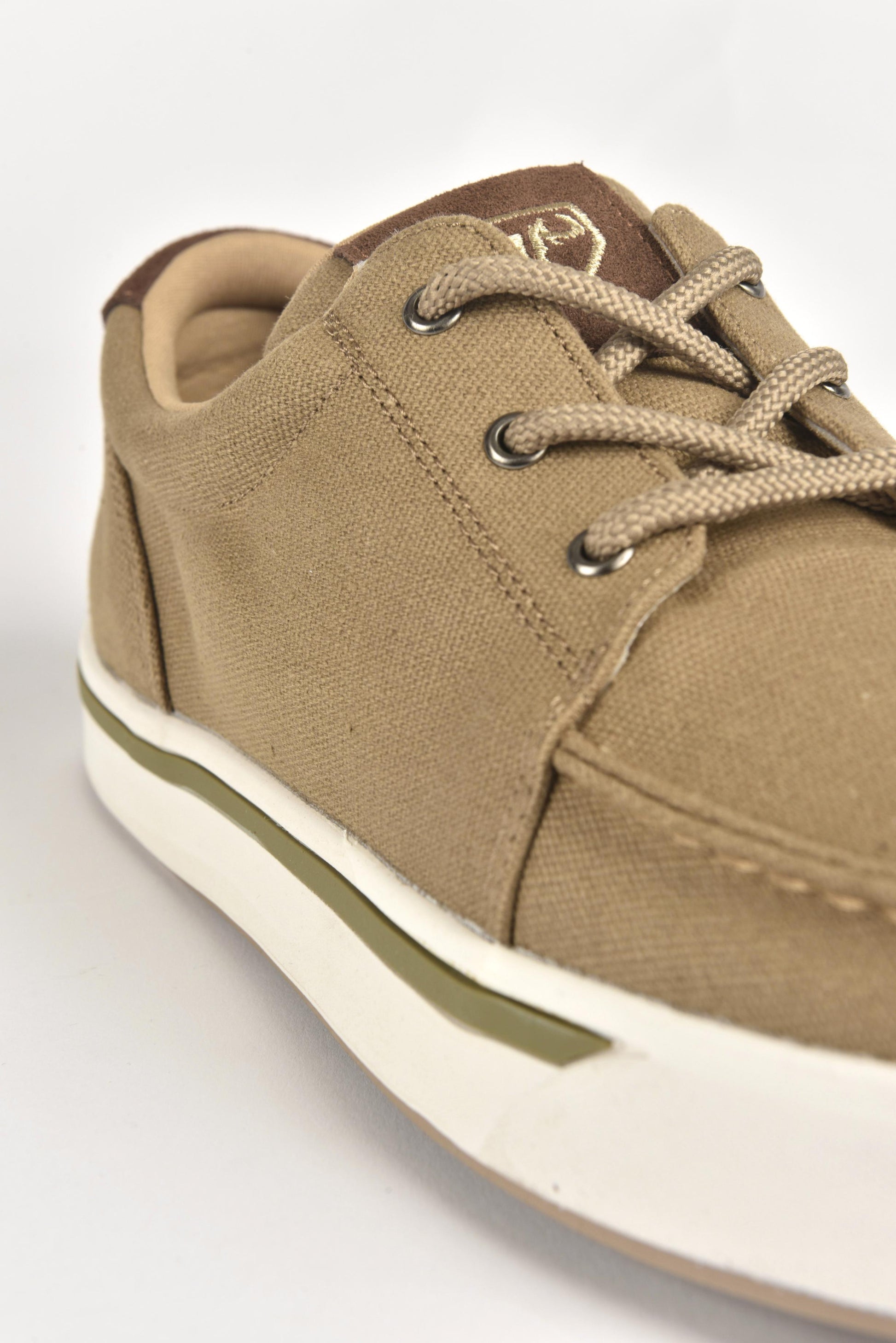 khaki solid canvas sneaker men platini detail-3
