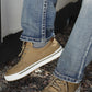 khaki solid canvas sneaker men platini side