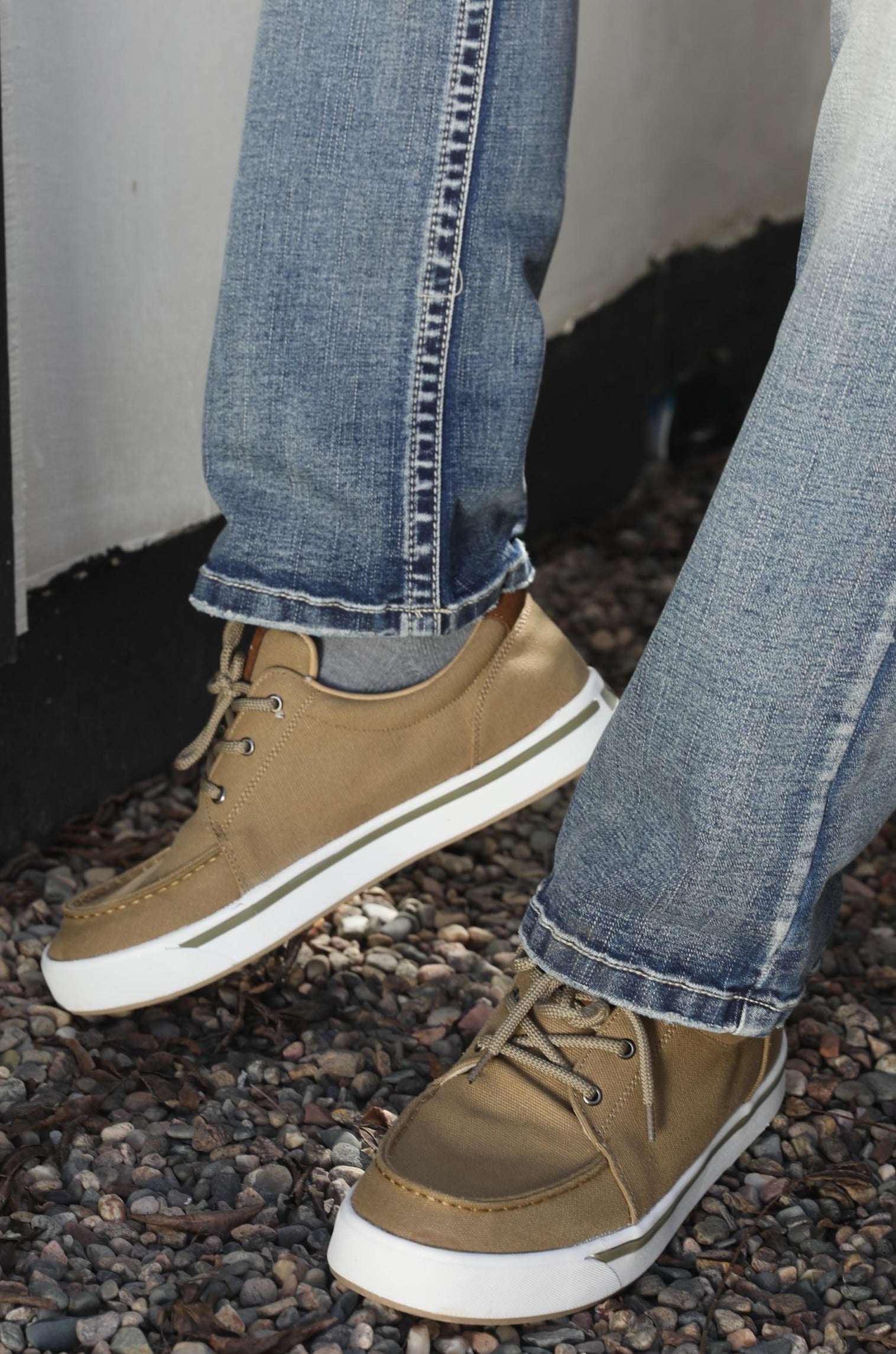 khaki solid canvas sneaker men platini side