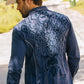 Mens Vintage Washed 2-tone Embroidery Modern Fit Stretch Shirt
