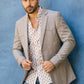 heather beige western sport coat with elbow patch men platini front