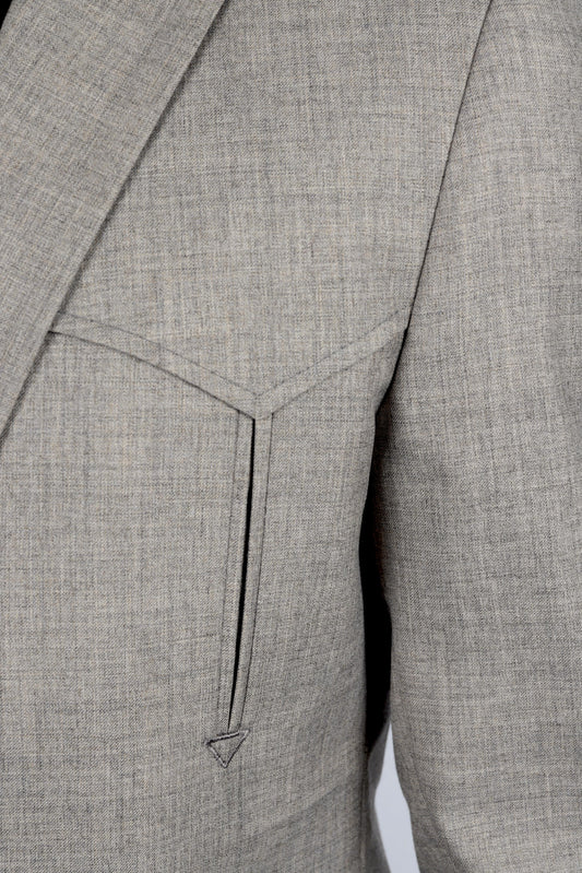 heather beige western sport coat with elbow patch men platini detail
