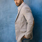 heather beige western sport coat with elbow patch men platini lifestyle