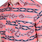 Mens Classic Fit Performance Short Sleeve Aztec Print Shirt - Salmon