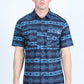 Mens Classic Fit Performance Short Sleeve Aztec Print Shirt - Navy