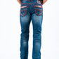 Holt Men's Blue/Gray Slim Boot Cut Jeans