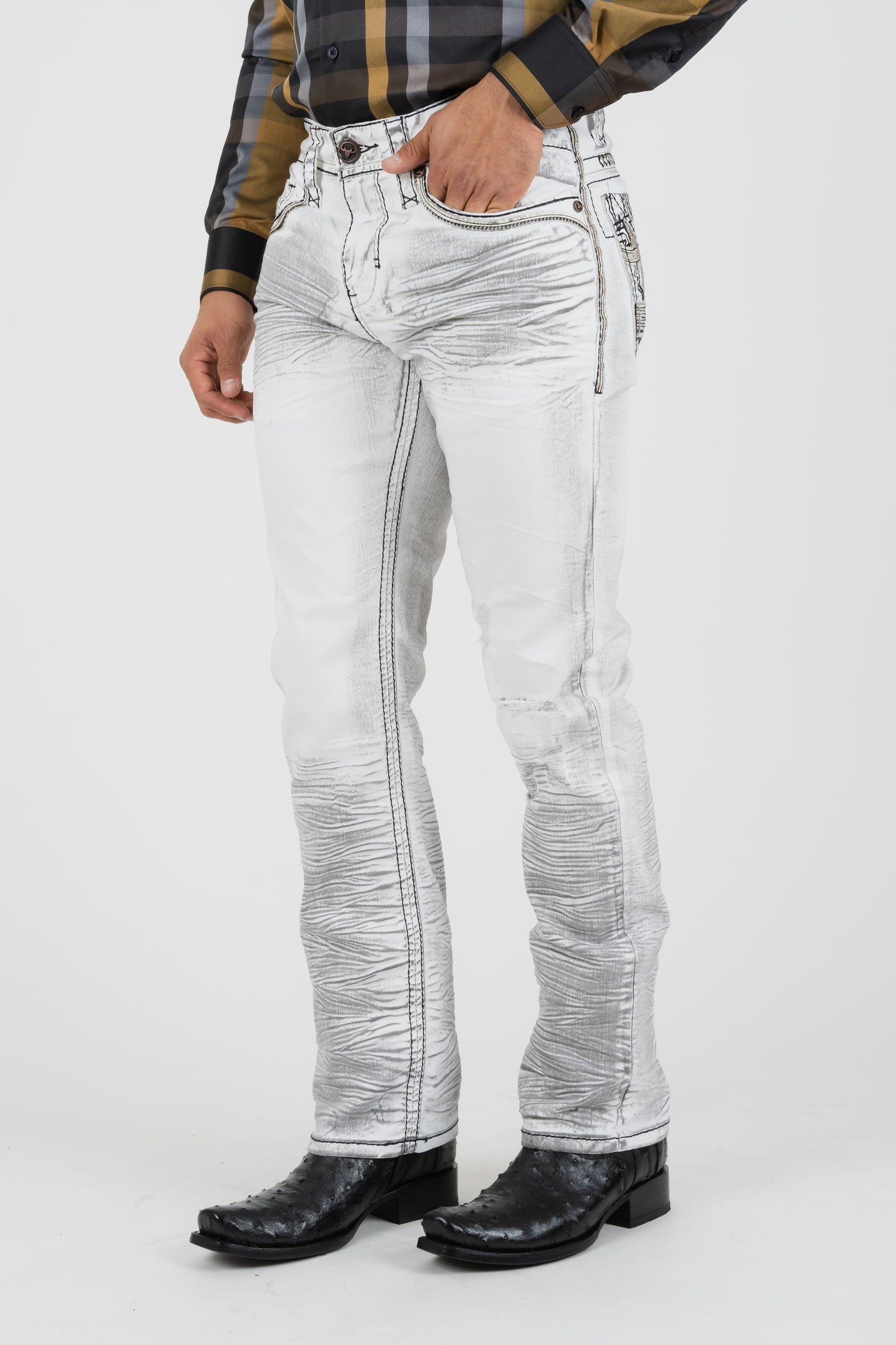 Holt Men's White Slim Boot Cut Jeans