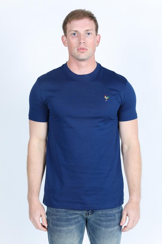Mens Modern Fit Premium Cotton Rooster Logo T-Shirt - Navy