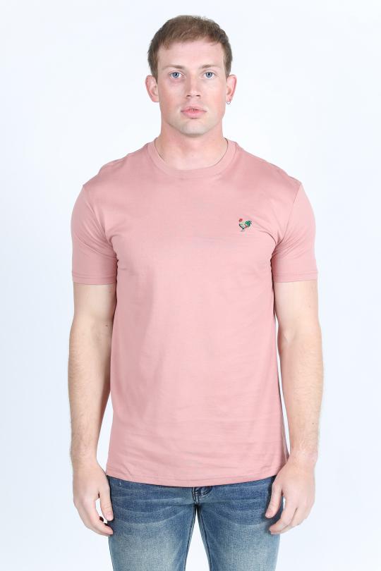 Mens Modern Fit Premium Cotton Rooster Logo T-Shirt - Salmon