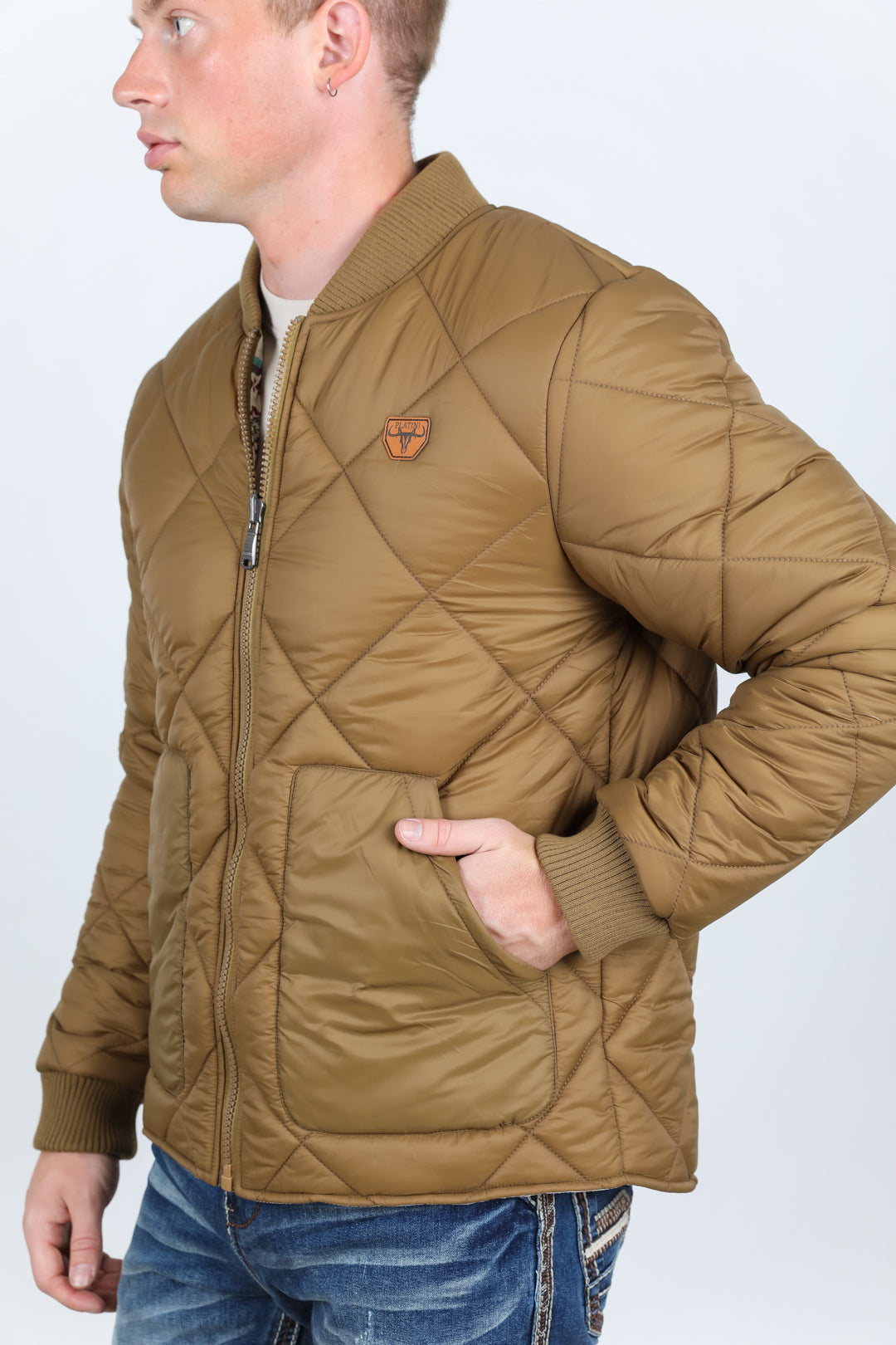 Mens Insulated Reversable Jacket - Beige