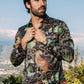 black rhinestone tropical print shirt platini