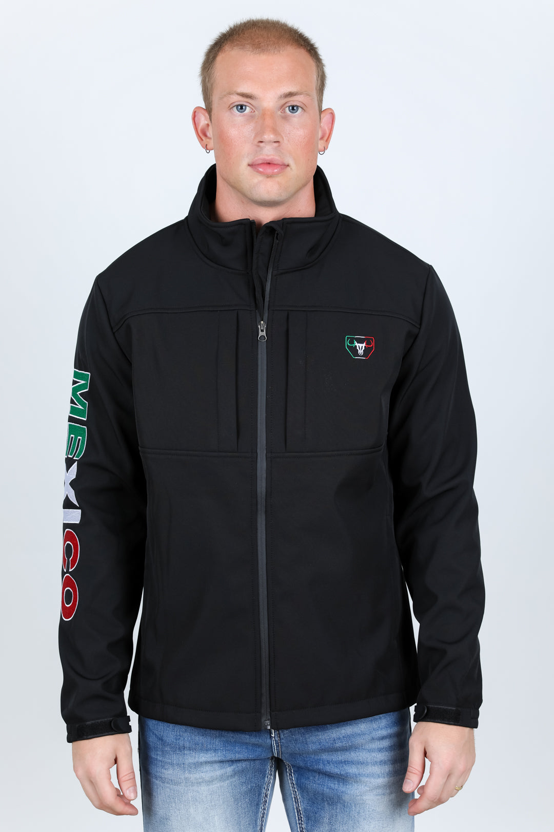 希少！フリンジ付きブラックスエードジャケット　メキシコ製 Mens Softshell Water-Resistant Jacket with Mexico Embroidery