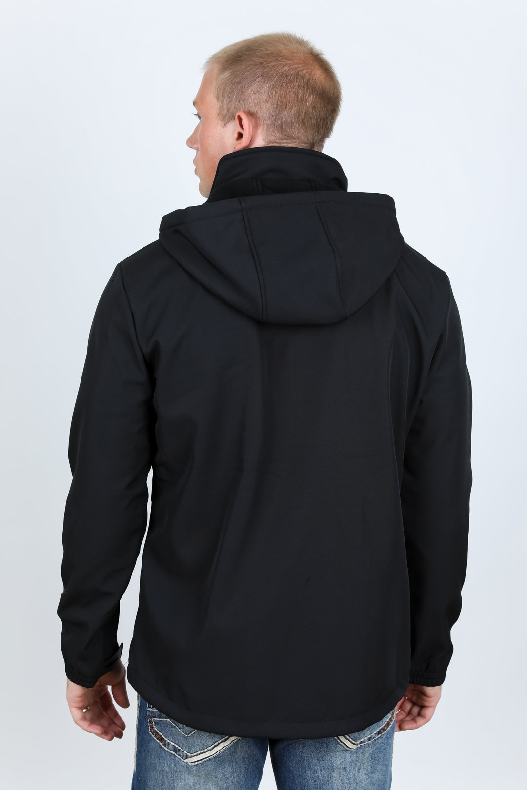 Mens Hooded Softshell Water-Resistant Jacket - Black