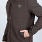 Mens Hooded Softshell Water-Resistant Jacket - Brown