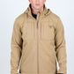 Mens Hooded Softshell Water-Resistant Jacket - Khaki