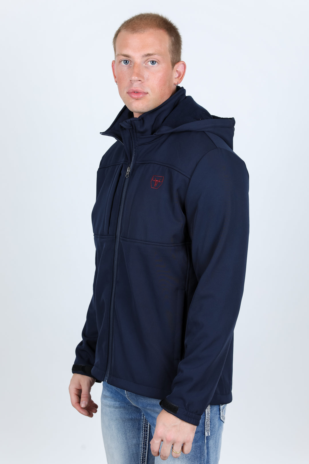 Mens Hooded Softshell Water-Resistant Jacket - Navy