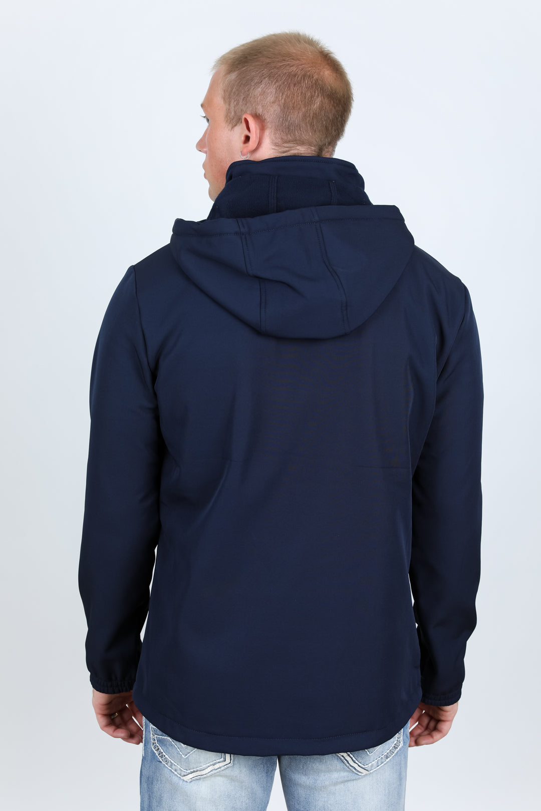 Mens Hooded Softshell Water-Resistant Jacket - Navy