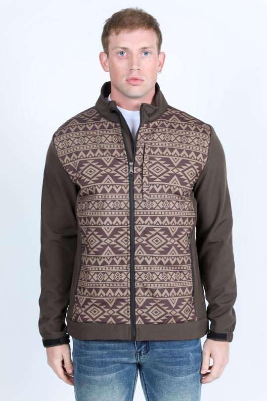 Mens Aztec SoftShell Concealed Carry Water-Resistant Jacket - Brown