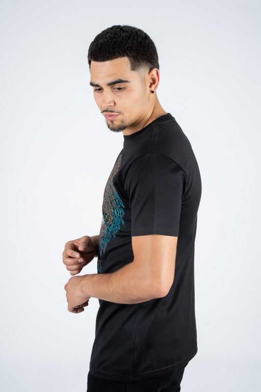 black rhinestone eagle tee side platini