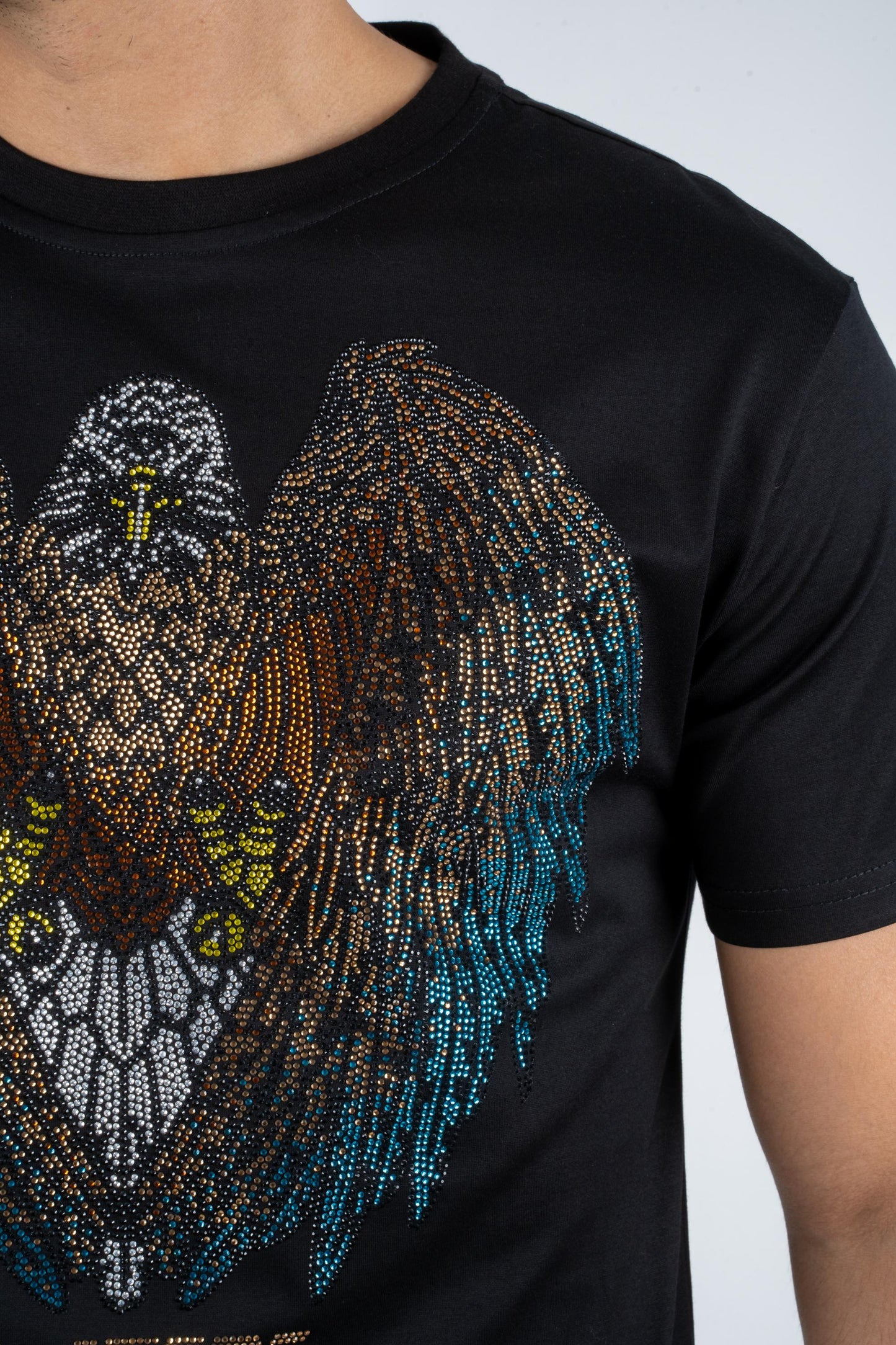 black rhinestone eagle tee detail platini