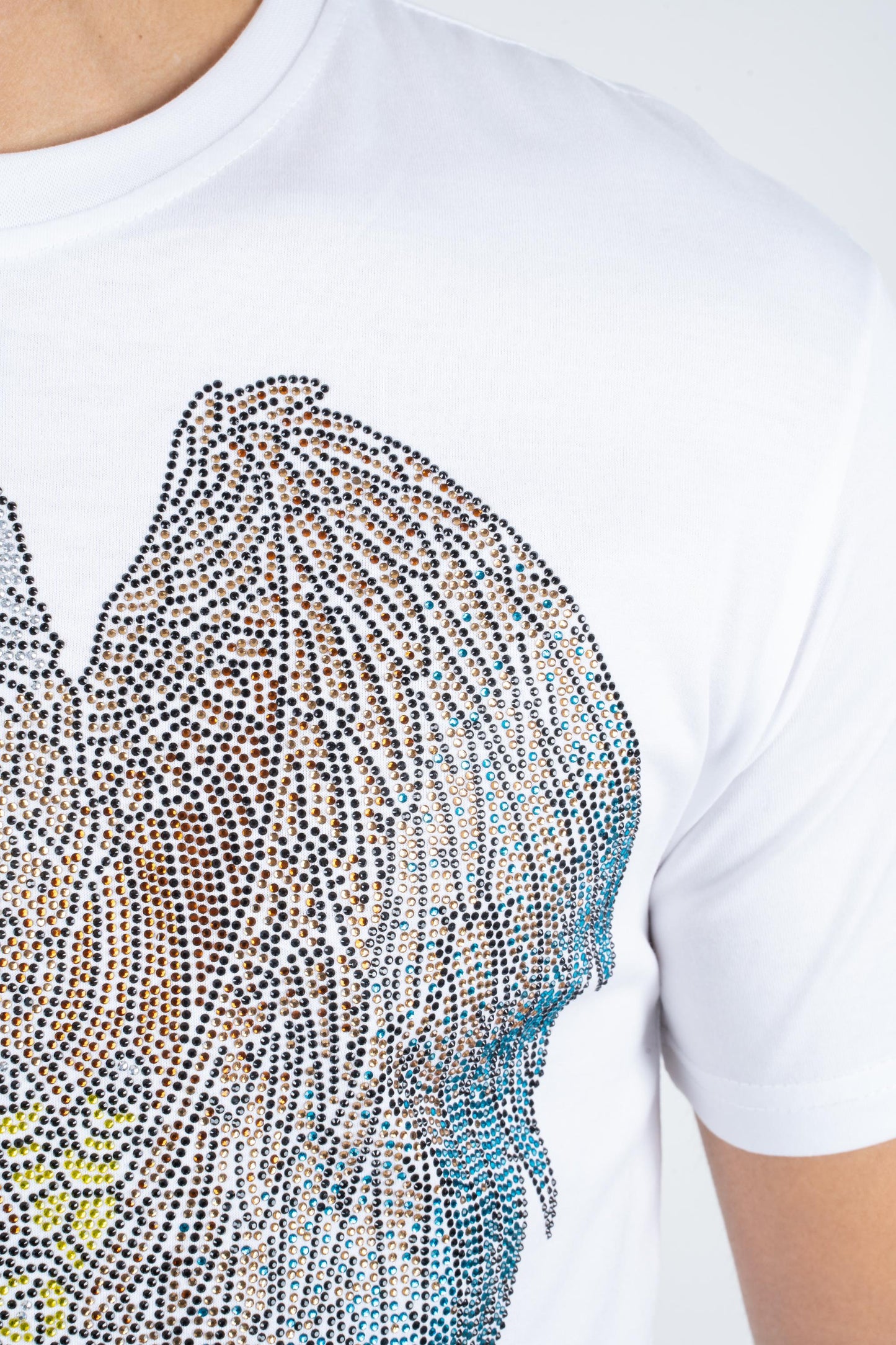 white rhinestone eagle tee detail platini