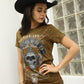 Women's Cotton American Legend Graphic Print Gold T-shirt