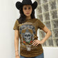 Women's Cotton American Legend Graphic Print Gold T-shirt