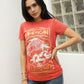 Women's Cotton American Legend Graphic Print Pink T-shirt