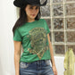 Women's Cotton American Legend Graphic Print Green T-shirt