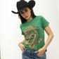 Women's Cotton American Legend Graphic Print Green T-shirt