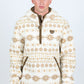 Mens Aztec Sherpa Hooded Pullover - Cream